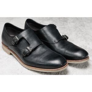 John Varvatos USA Black Leather Double Monk Strap Oxfords Mens Size 12